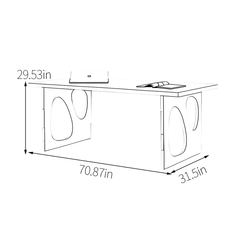 Table de salle à manger en bois de noyer massif, H 29,53 po x L 70,87 po x l 31,5 po