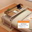 Table de lit réglable avec roulettes et garde-corps, bureau mobile pour ordinateur portable avec 4 roulettes verrouillables