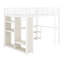 Structure de lit mezzanine en métal avec garde-robe intégrée, bureau et tablettes de rangement-224234494
