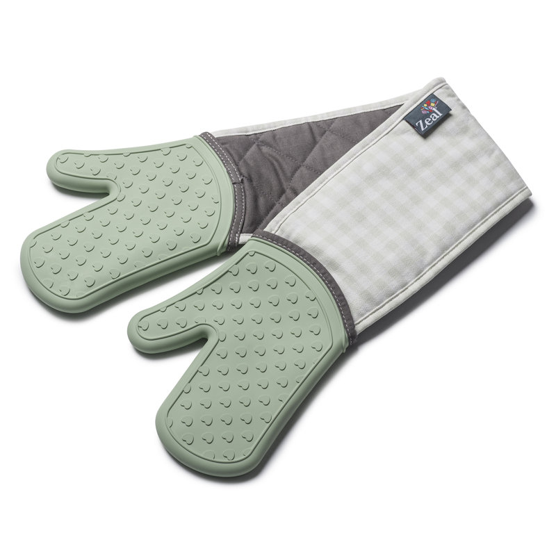 Silicone Double Oven Gloves, Sage Green