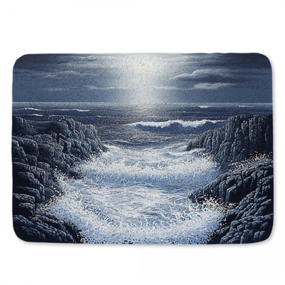 Ocean Waves Bath Mat Nature Bathroom Decor Coastal Beach