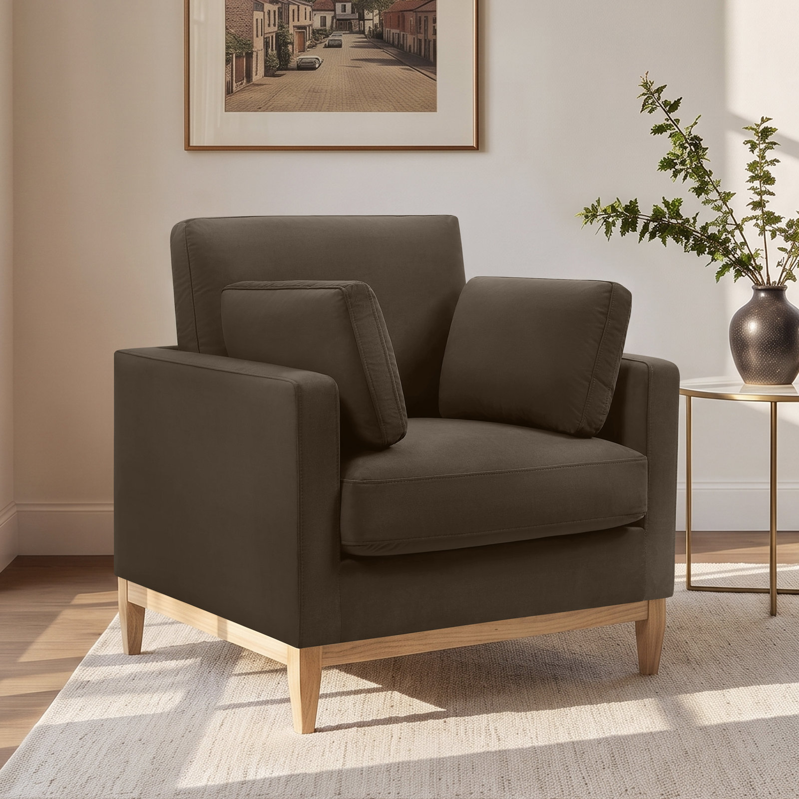 Ombra Velvet Armchair, Espresso