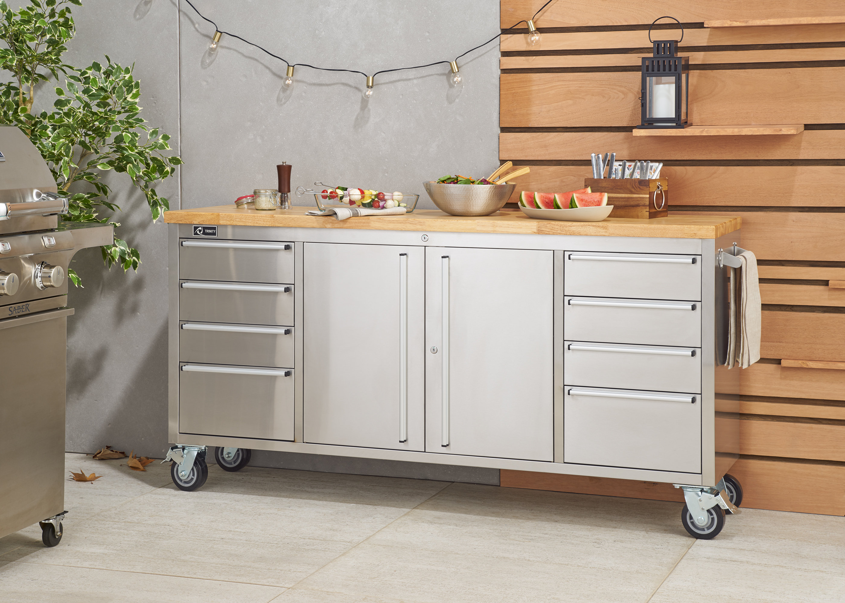 6 ft. 8-Drawer Stainless-Steel Corner Rolling Mobile Workbench with Storage 6 ft. 8-Drawer Stainless-Steel Corner Rolling Mobile Workbench with Storage