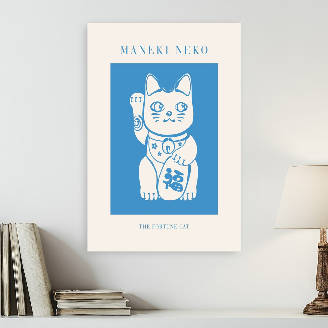Maneki Neko Fortune Cat Traditional Contemporary Cat Wall Art Print