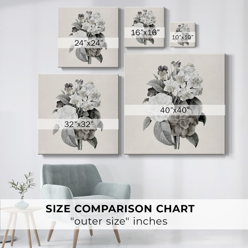 Neutre bouquet sur toile, H 32 po x l 32 po x P 1,5 po
