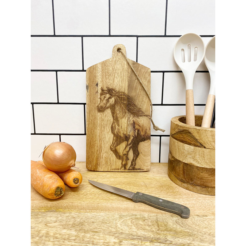 Horse Engraved Wooden Cheese Board