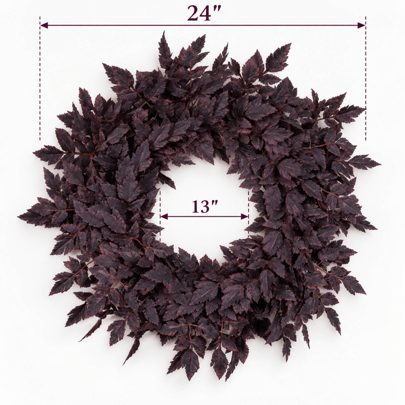 Couronne de feuilles de prunier de 61 cm (24 po) pour la décoration d'automne, d'Halloween et de l'Action de grâce