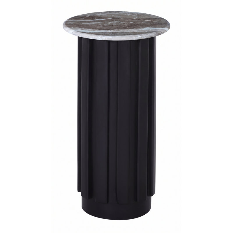 Beige Marble Black Fluted Base Drink Table