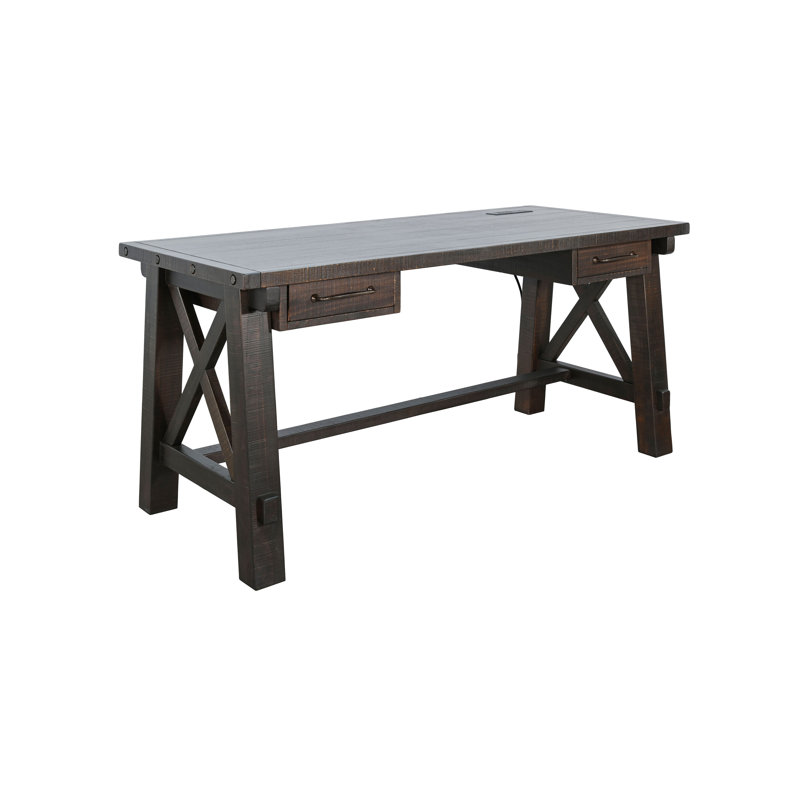  Vivian Writing Desk with Power Plug, Brown
