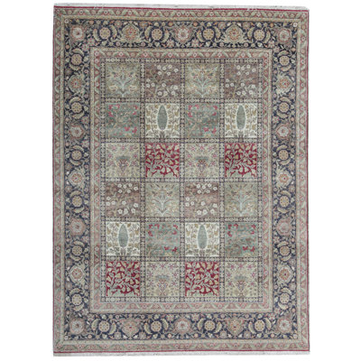 Tapis rouge et noir noué à la main de haute qualité
