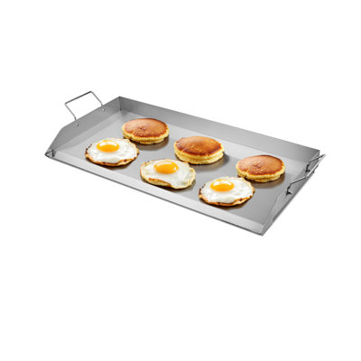Plaque de cuisson universelle en acier inoxydable pour barbecue 32 x 16 po avec plaque à graisse, trou d'égouttement et capacité de cuisson à haute température pour barbecue, parois latérales pour empêcher les aliments de bouger, grand groupe