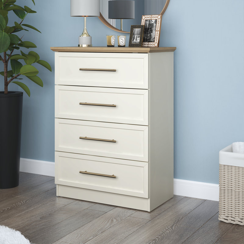 Cleverdon Feya 4 Drawer Chest Of Drawer, Ivory