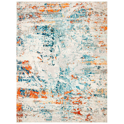 Felty Abstract Cream/Orange/Blue Rug
