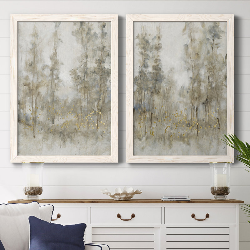Thicket of Trees I - ensemble de 2 peintures encadrées, Toile avec cadre noir, H 43,5 po x l 31,5 po x P 1 po