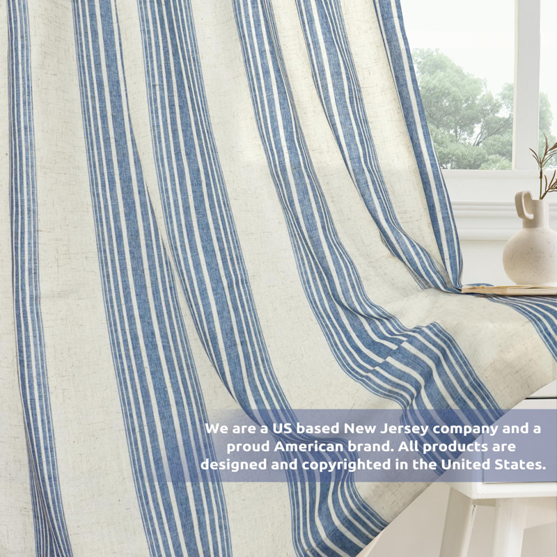 Rideaux semi-transparents avec passe-tringle Chris, L 52 po x L 54 po, Bleu marine jean