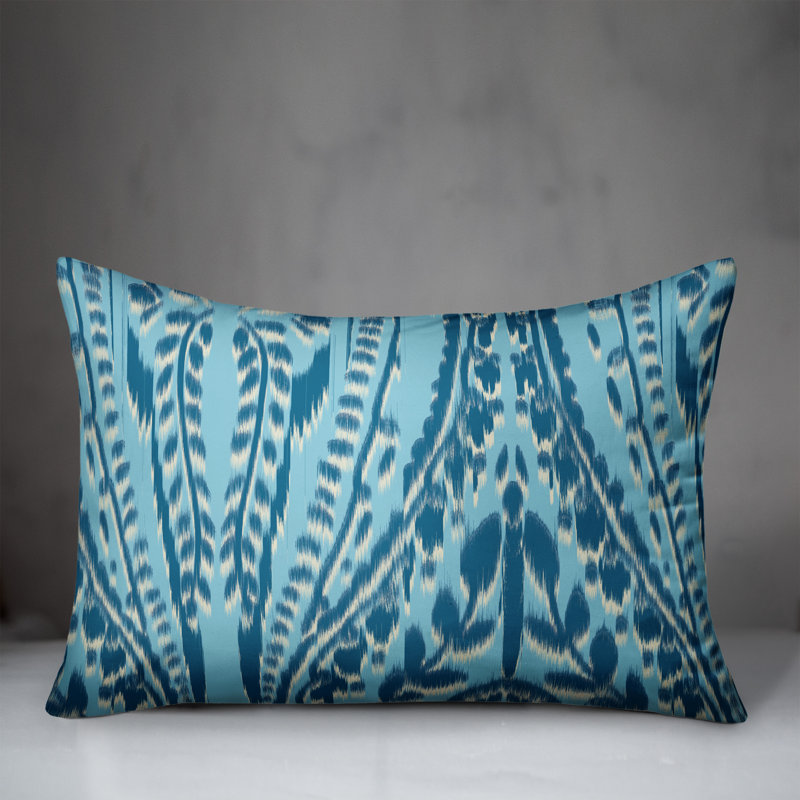 Floral Outdoor Reversible Throw Pillow, Blue