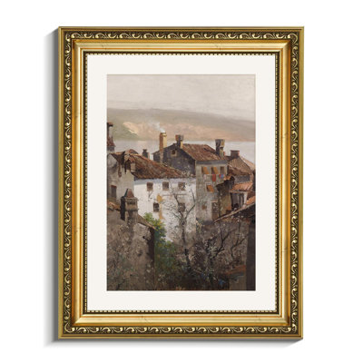 European Town Landscape Gold Framed Wall Art