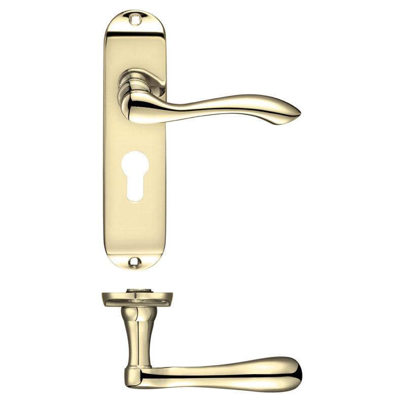Zubac Lock Door Handle, Electro Brass