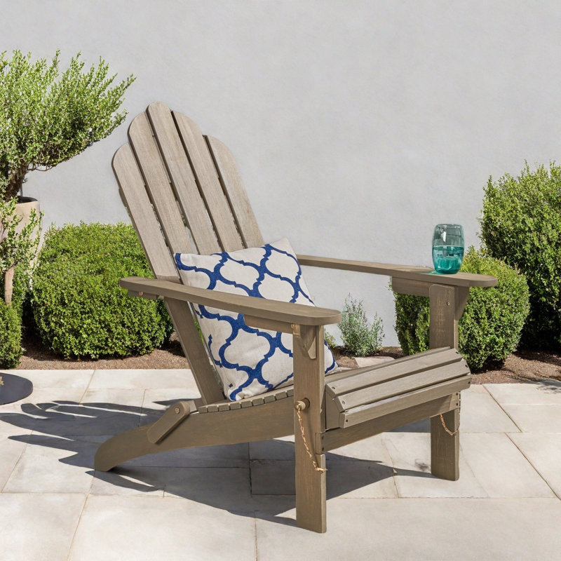 Mobley Solid Wood Folding Adirondack Chair, Gray