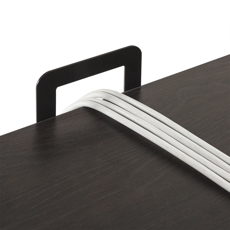 Kameron L-Shaped Metal Base Writing Desk, Espresso