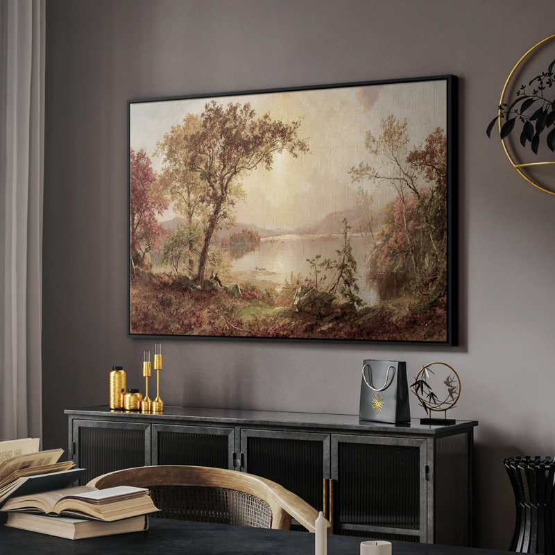 Paysage rétro -ccccxxix, H 25 po x l 37 po x P 2 po, Toile avec cadre flottant noir