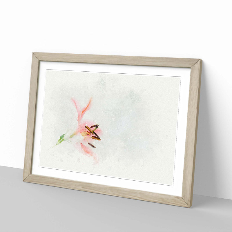 Portrait of a Pink Lily in Abstract - Framed Print, 40cm H x 60cm W x 2cm D, Oak