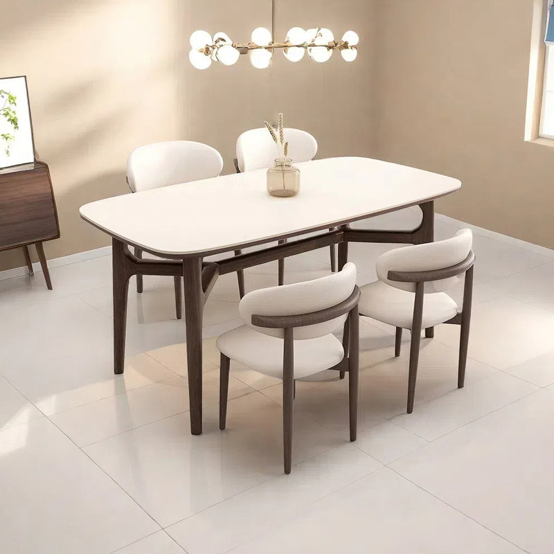 Rock plate dining table and chair combination, H 29,52 po x L 70,86 po x l 35,43 po