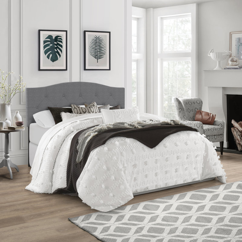 Tête de lit double capitonnée et ajustable Aveen, Queen, Gris