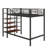 Twin-Sized Metal Loft Bed, Equipped With Upper Grid Storage Shelf And Ladder With Side Storage-314472877