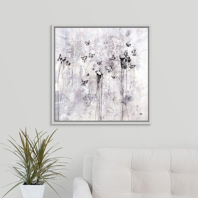 « free ritesed », peinture sur toile, H 25,7 po x l 25,7 po x p 1,75 po, Cadre flottant blanc