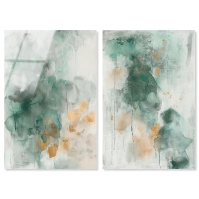 Verdant Vapors Set Acrylic Print Blue and Sage Art Set by Art Remedy, Ready to Hang, 10 x 15