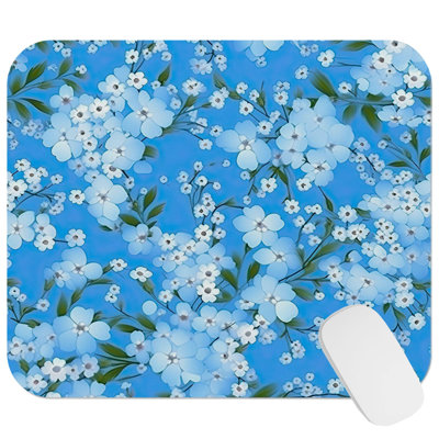 Floral Blue Flower Floral Modern Cottagecore Pattern XII Flowers Modern Cottage Gaming Cute Office Laptop Desk Pad Gift Mat Square Rectangle Non-Slip Mousepad