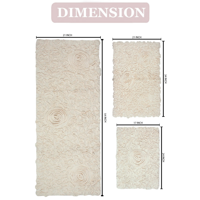 Pothier Bath Rug (Set of 3), Ivory