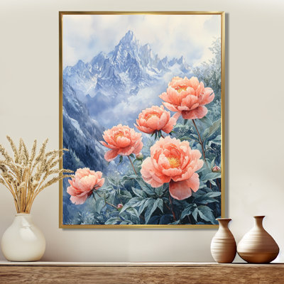 Giachetti, pivoines et sommet de montagne IV - pivoines, art mural