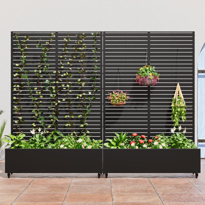 Eulau Metal Planter Box with Wheels