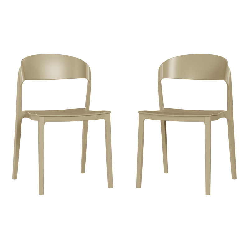 Ensemble de 2 chaises de patio empilables, Beige