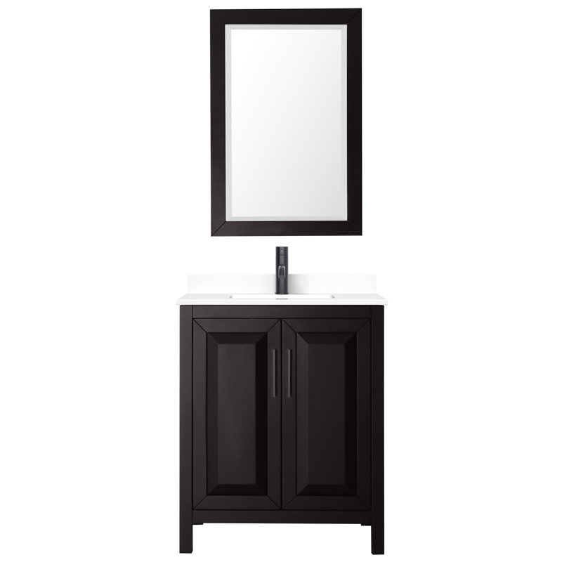 Daria 30'' W Single Vanity, Dark Espresso, Polished Chrome, Carrara Cultured Marble
