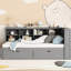 Lit de jour simple en bois avec abat-jour gris, 2 compartiments de tiroir et look de chargement, tiroirs, tablette de rangement-1619426764-1619426803