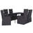  Garden Dining Set Black PE Rattan, Powder-Coated Steel, Glass