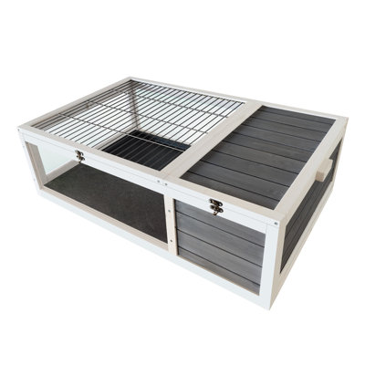 Maison de tortue en bois massif 39,5 "avec abri imperméable et fenêtres en acrylique