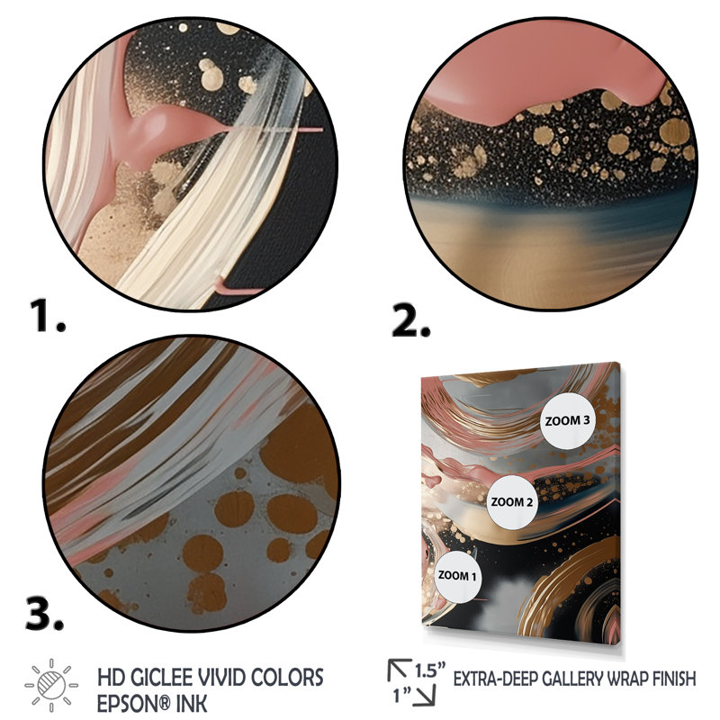 Art abstrait abstrait, encre liquide dorée II - formes abstraites, art mural, Toile tendue, H 40 po x l 30 po x P 1,5 po