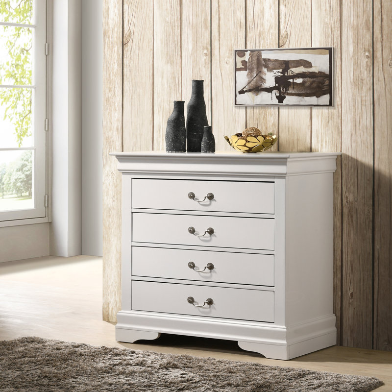 Commode 4 tiroirs Louis Phillipe G3190-BC, Blanc