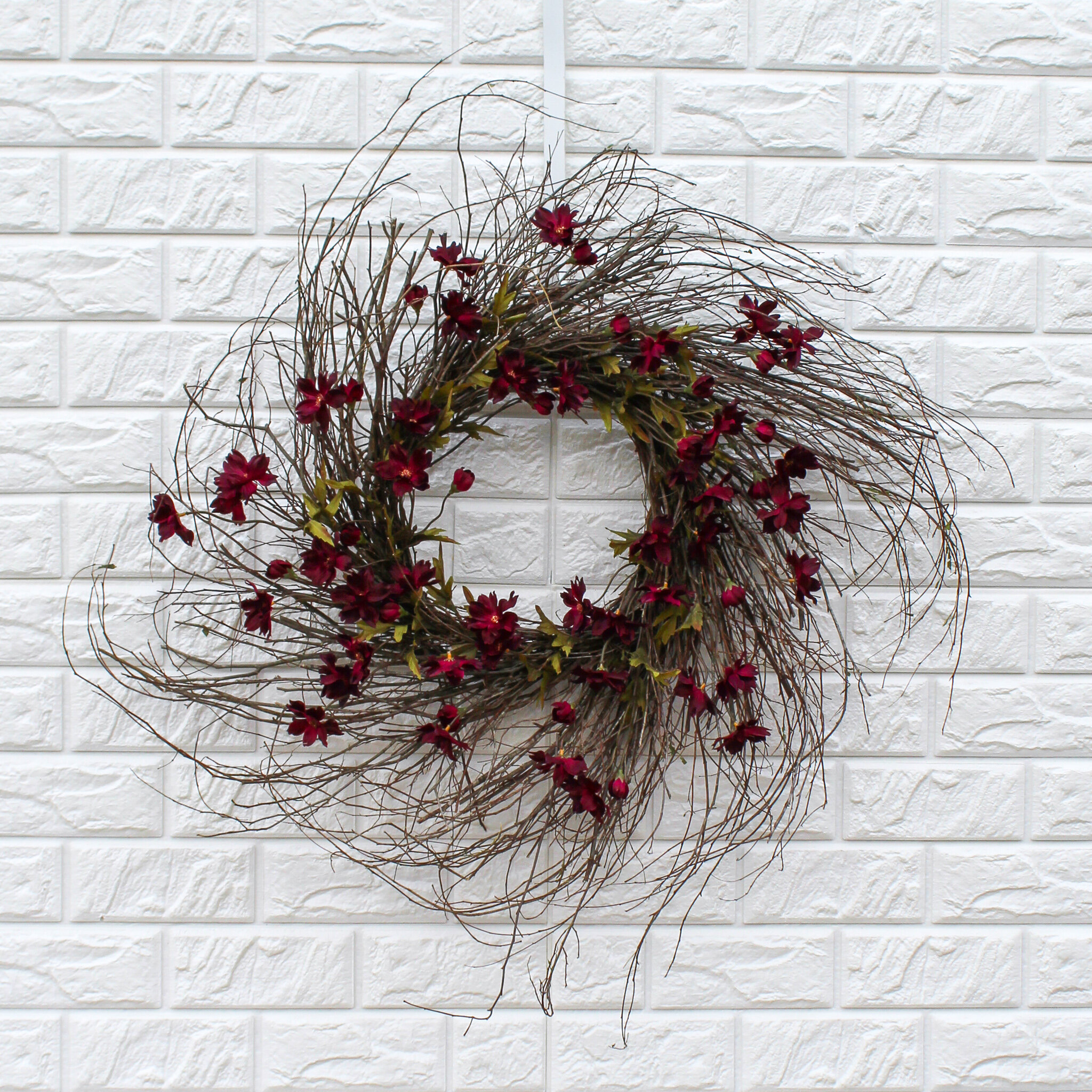 Handcrafted Faux Cosmos 26'' Wreath