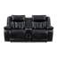 Ensemble de canapé noir luxueux 2 pièces avec causeuse inclinable électrique à DEL avec ports de charge et porte-gobelets avec chargeur sans fil et haut-parleurs-137635334
