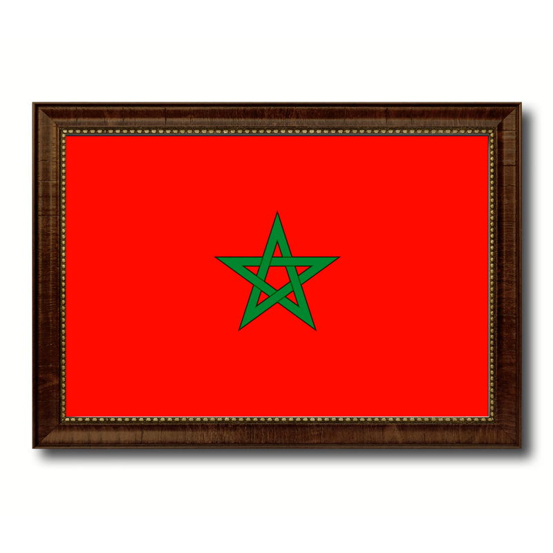 «Morocco Country Flag», impression sur toile encadrée, H 15 po x l 21 po x P 1 po, Encadrement noir