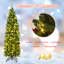 Arbre de Noël pin vert avec 150 lumières DEL et pommes de pin-704347352