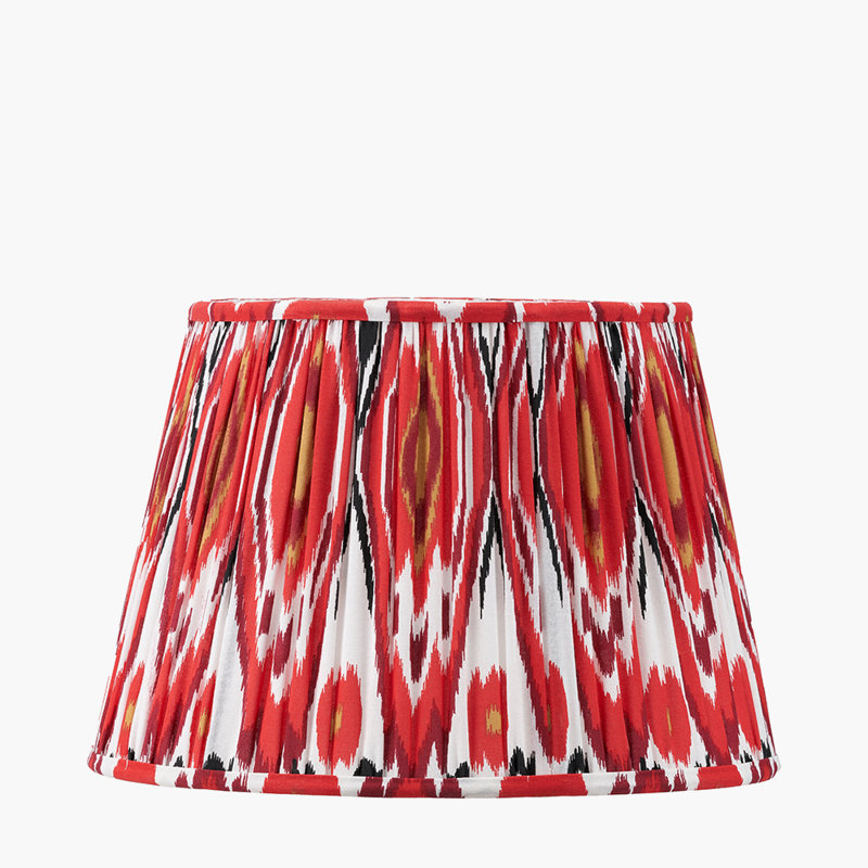 Pleated Cotton Cylinder Shade, 24cm H x 35cm W x 35cm D, Red