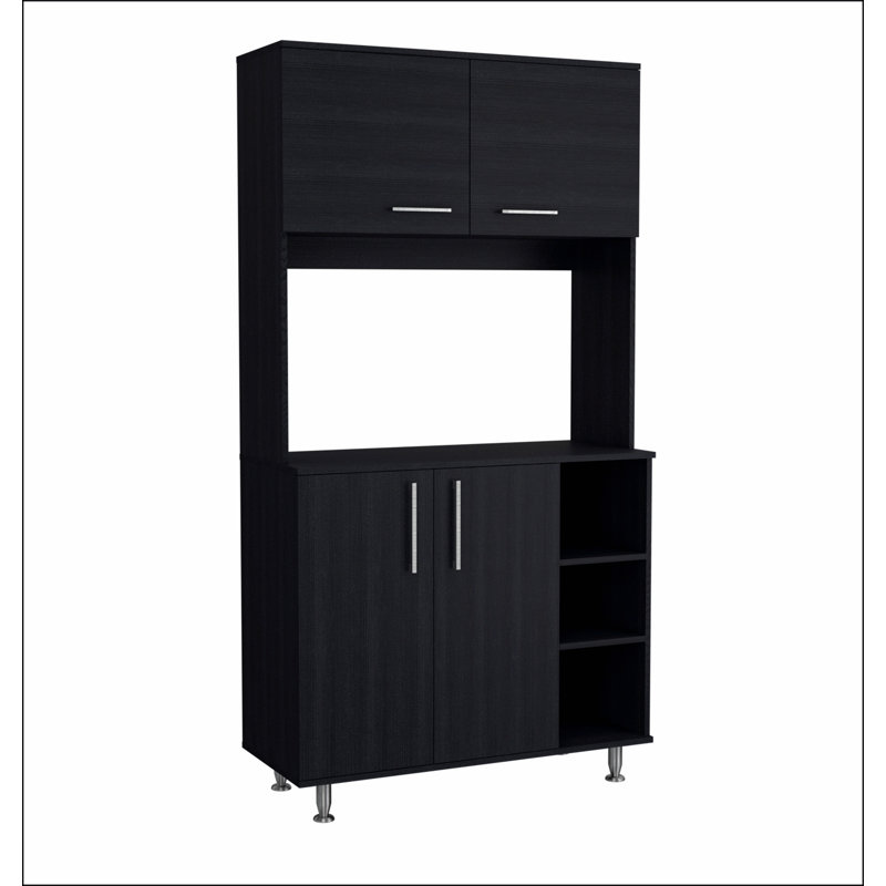 Bayshore 3-Shelf Pantry Cabinet Black Wengue, Black