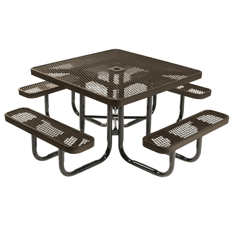 Table de pique-nique carrée de 117 cm (46 po), vert foncé texturé, 46 po, carré, acier déployé, Textured Dark Green