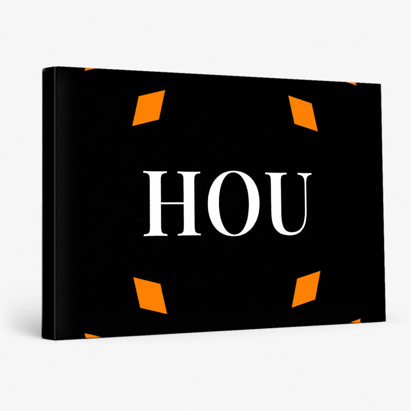 Monogramme de luxe Houston - orange, noir, blanc, H 11 po x l 14 po